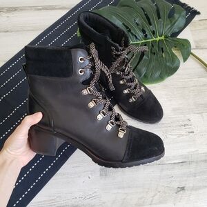Sam Edelman| Manchester Leather Lace Up Boots Black Size 8.5